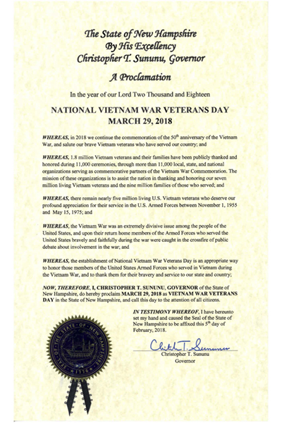 New Hampshire Proclamation (2018)